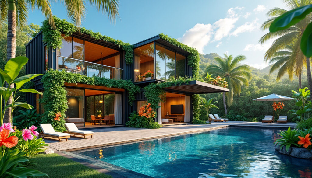 découvrez une maison container durable au brésil, combinant modernité et respect de l'environnement. profitez d'un design innovant agrémenté d'une magnifique piscine pour des moments de détente inoubliables au cœur de la nature.