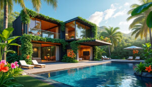 découvrez une maison container durable au brésil, combinant modernité et respect de l'environnement. profitez d'un design innovant agrémenté d'une magnifique piscine pour des moments de détente inoubliables au cœur de la nature.