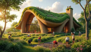 découvrez l'incroyable aventure d'une maison écologique construite en bottes de paille grâce à huit années de travail collectif. un projet durable qui allie innovation, respect de l'environnement et engagement communautaire.