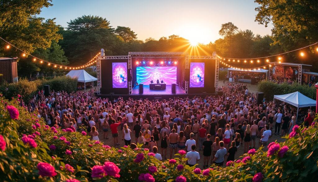 découvrez le dinard summer garden en images : le parc de port-breton se métamorphose en scène électro vibrante, offrant une célébration estivale inoubliable entre musique, festivités et ambiance conviviale.
