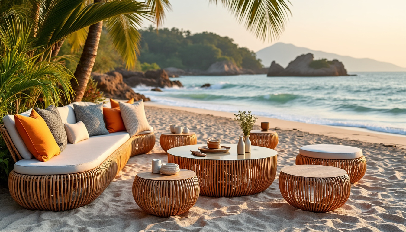 découvrez nos tables basses et tables d'appoint en rotin écologique, parfaites pour l'aménagement de cafés ou d'espaces en bord de plage. alliez élégance, durabilité et respect de l'environnement à votre décoration.