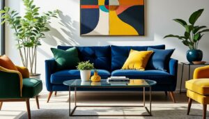 découvrez les tendances déco 2017 : association originale de couleurs vives et de meubles contemporains pour transformer et dynamiser votre salon avec style et modernité.