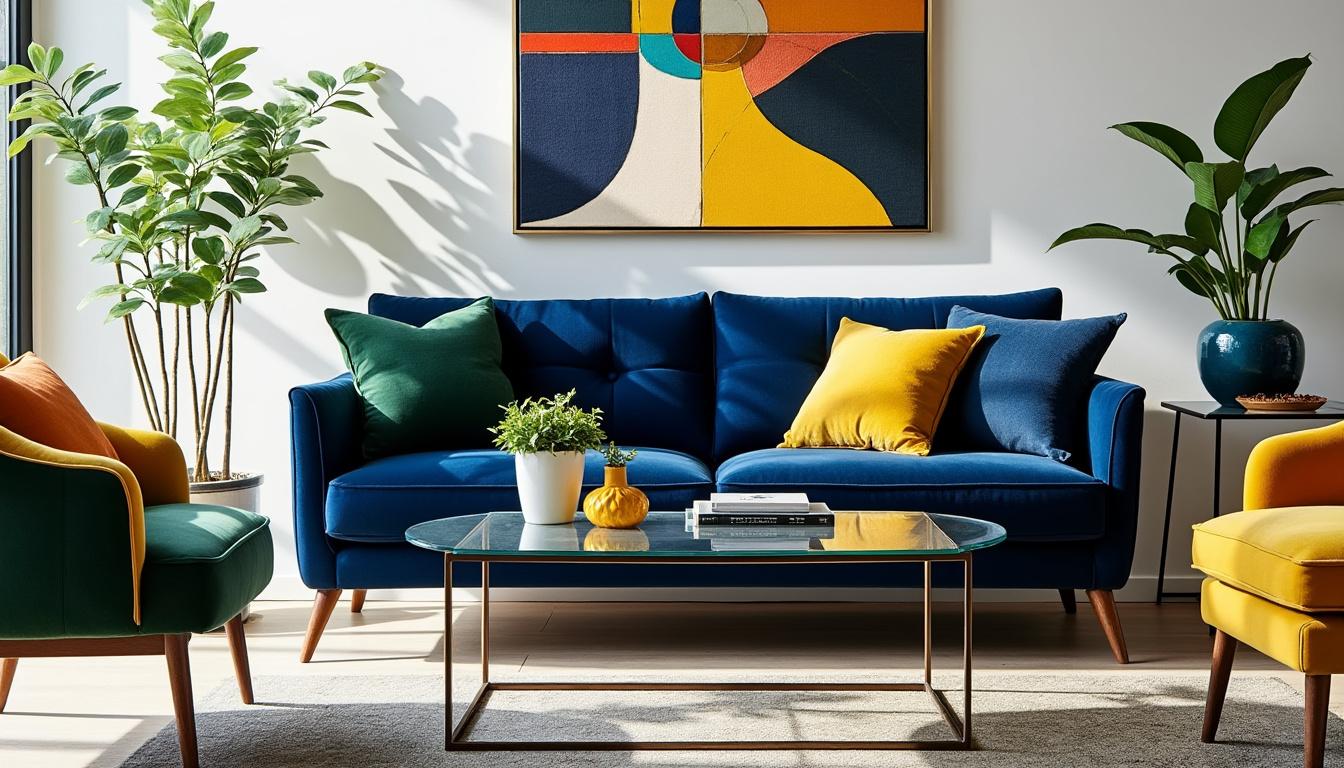 découvrez les tendances déco 2017 : association originale de couleurs vives et de meubles contemporains pour transformer et dynamiser votre salon avec style et modernité.