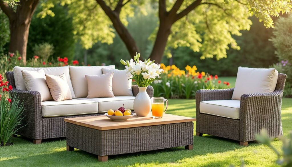 profitez de nos offres exceptionnelles sur notre sélection coup de cœur de salons de jardin en promo. qualité, confort et style pour votre extérieur à prix réduit. ne ratez pas ces bonnes affaires !