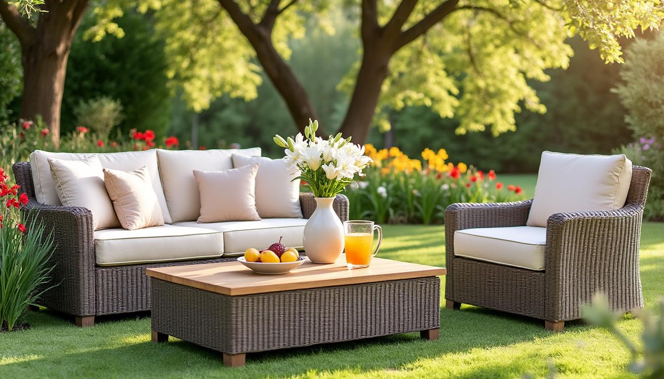 profitez de nos offres exceptionnelles sur notre sélection coup de cœur de salons de jardin en promo. qualité, confort et style pour votre extérieur à prix réduit. ne ratez pas ces bonnes affaires !