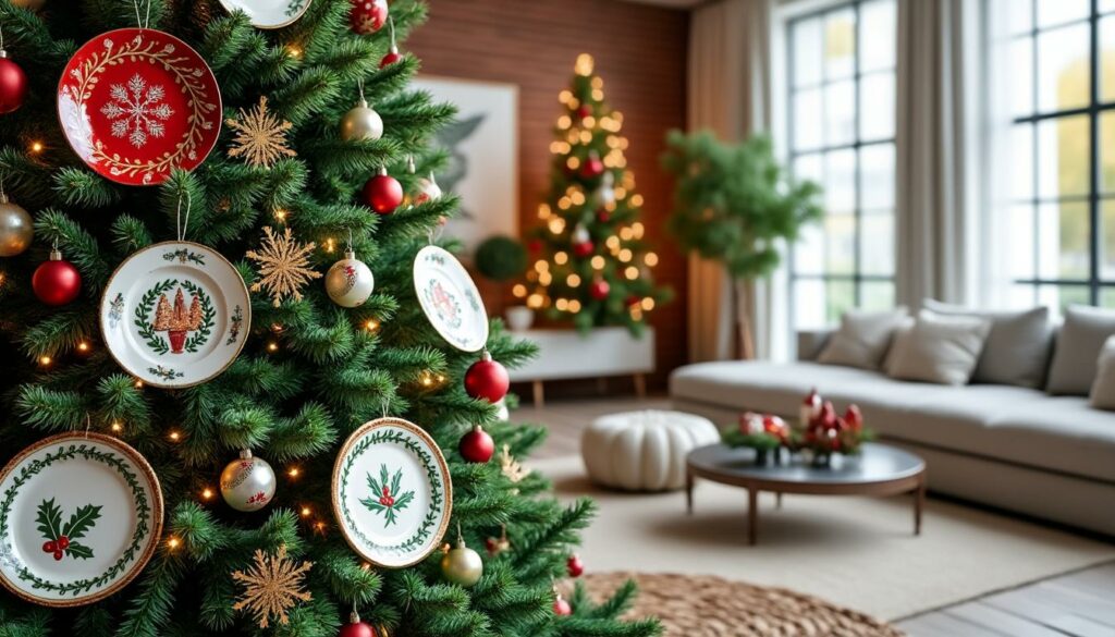 découvrez une décoration de noël révolutionnaire où les assiettes remplacent les boules traditionnelles sur le sapin, apportant une touche originale et créative à vos fêtes.