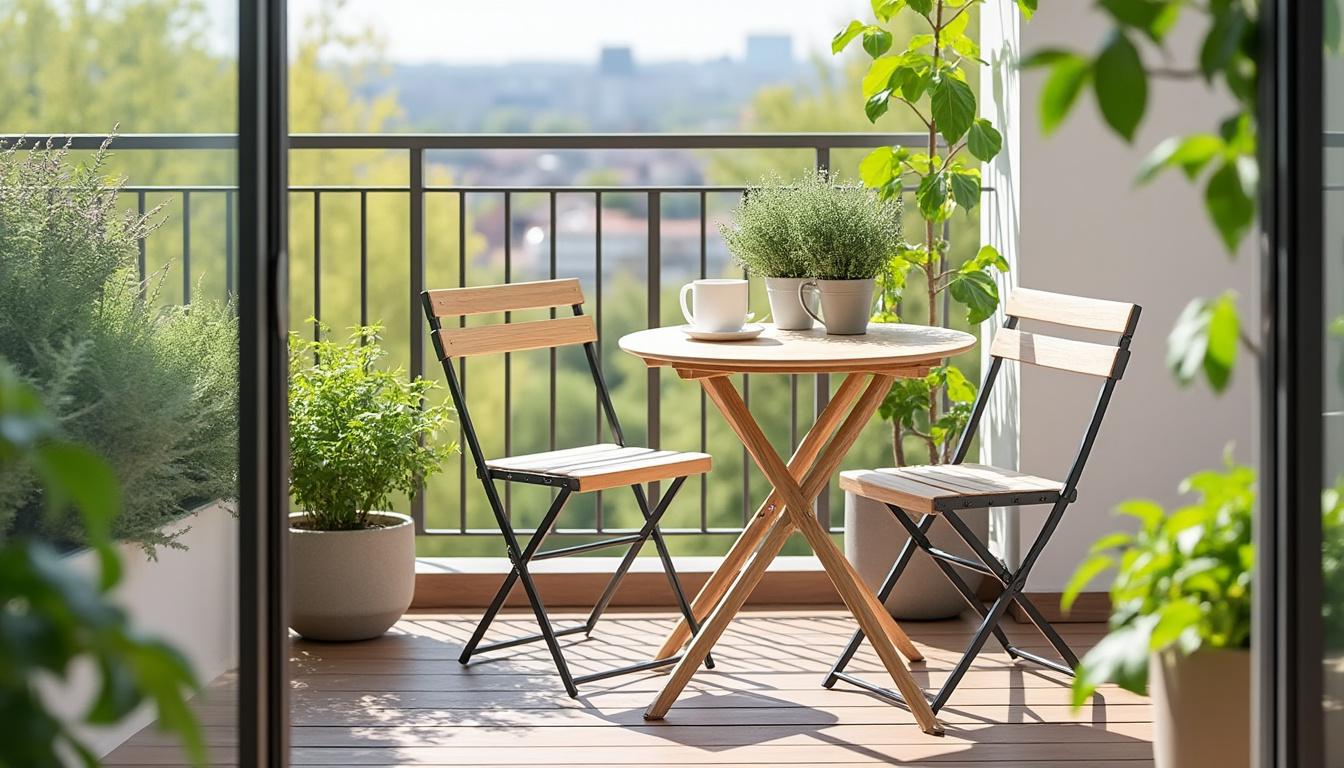 découvrez la table pliante à 49 € d'ikea avec ses deux chaises assorties, l'idéal pour transformer votre balcon ce printemps en un espace convivial et fonctionnel.