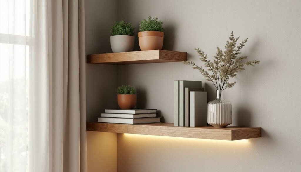 optimisez l'espace de votre intérieur avec notre étagère d'angle murale, idéale pour valoriser chaque recoin tout en apportant style et praticité.