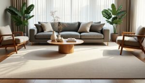 découvrez le grand tapis beige, l'élément essentiel pour apporter élégance et chaleur à votre salon. un style intemporel qui s'adapte à toutes les décorations.