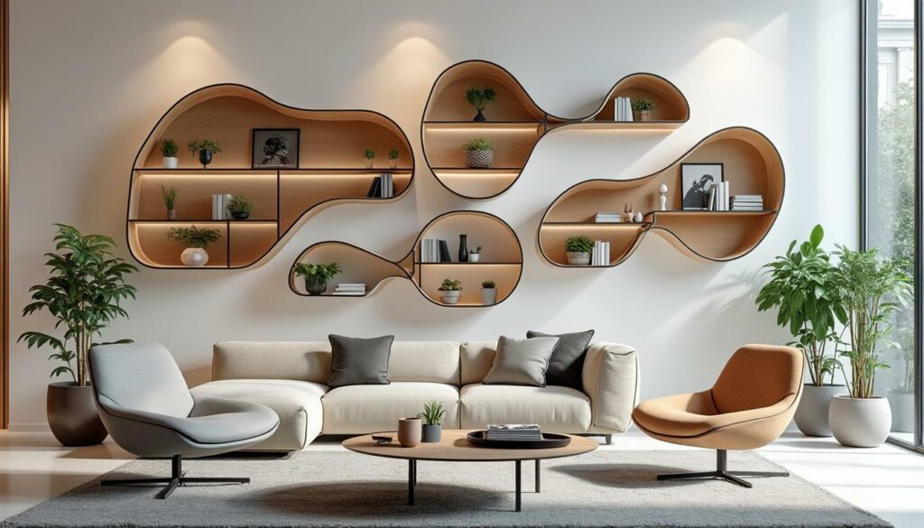 découvrez la nouvelle tendance déco qui révolutionne le salon : les étagères ondulées remplacent les étagères droites pour un style moderne et original.