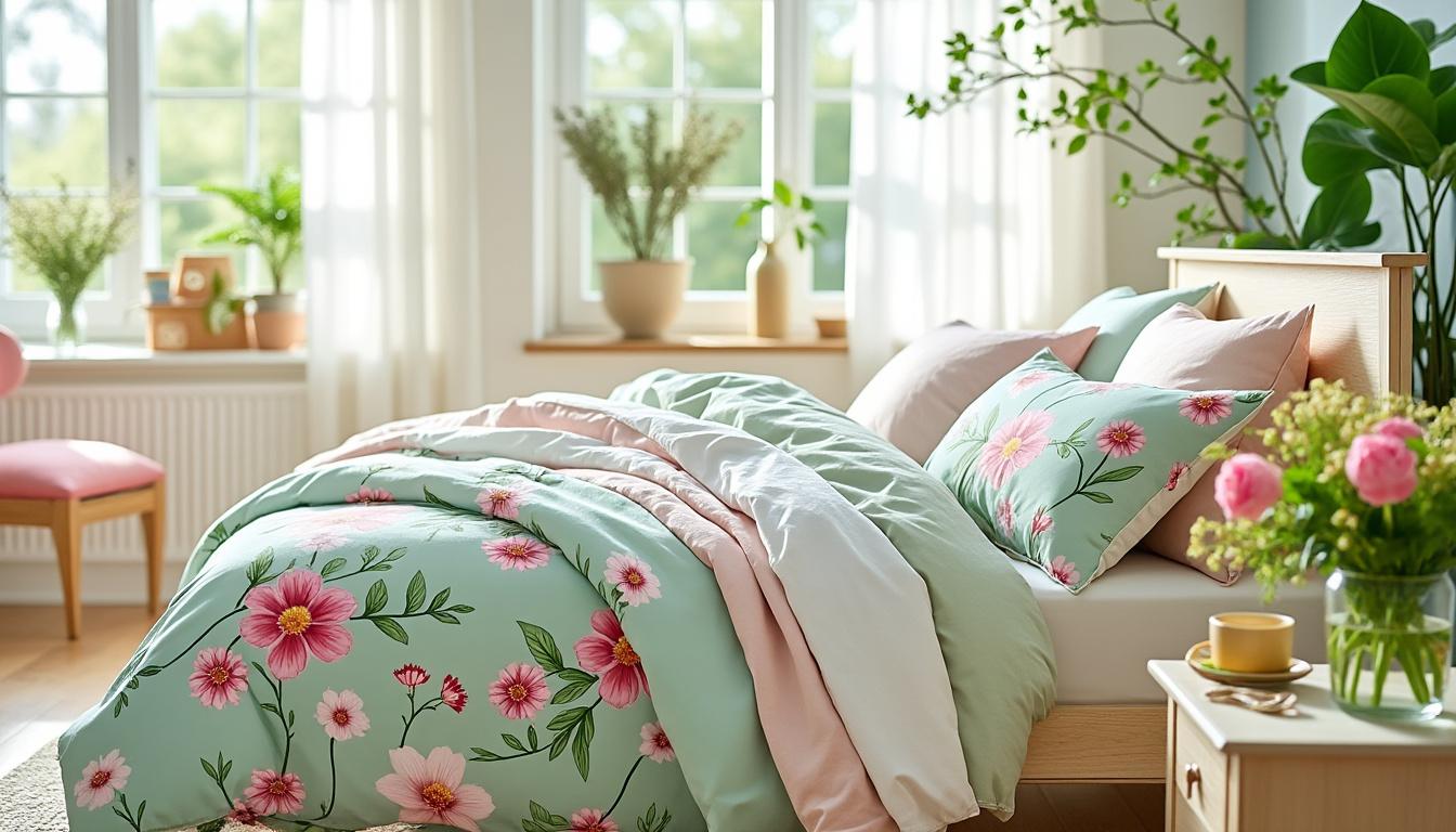 découvrez notre linge de lit frais et printanier pour renouveler l'ambiance de votre chambre avec légèreté et couleur.