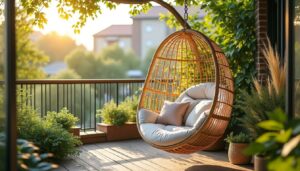 découvrez cette assise suspendue à moins de 16 € chez action, idéale pour transformer votre balcon en un havre de paix confortable et stylé.