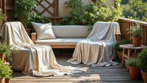 découvrez comment transformer votre terrasse sans dépenser une fortune en utilisant un simple vieux drap pour créer des coussins d'extérieur élégants et économiques.